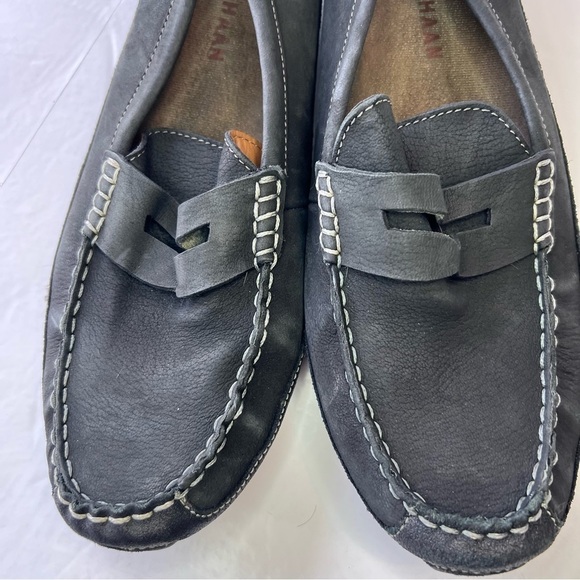 EUC COLE HAAN Black Wyatt Penny Loafer Suede Driver Driving Mocs Size 10.5M - Picture 4 of 13
